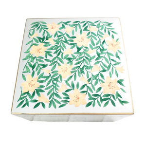 Vintage Otagiri Coasters Black Lacquerware Japan Boxed Floral Case Set X 6 & Lid